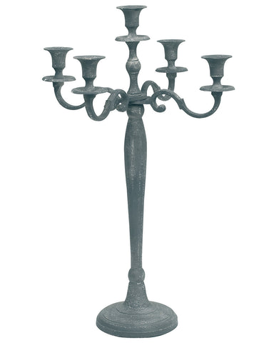 Grey Metal Candelabra for Five Candles