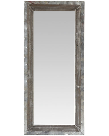 Rectangular Mirror in Wood and Zinc