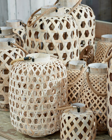 Rimatara Diamond Woven Wood Lantern