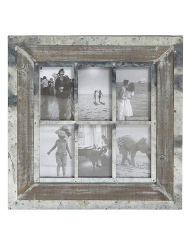 Large Wood and Zinc Wall Multi Photo Frame