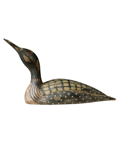 Painted Wooden Duck with Head Raised