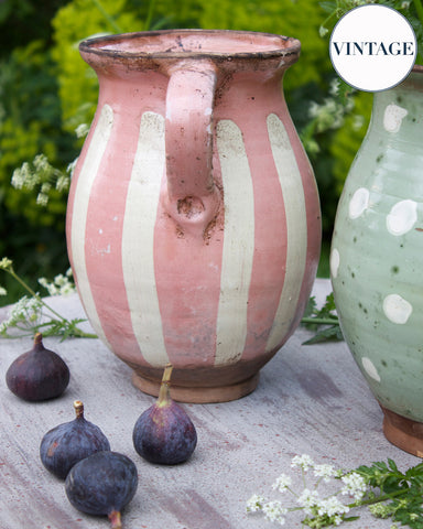 Rustic Pink Striped Terracotta Pot