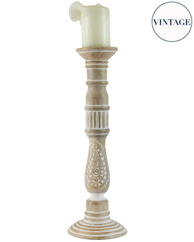 Washed Wood Candlestick