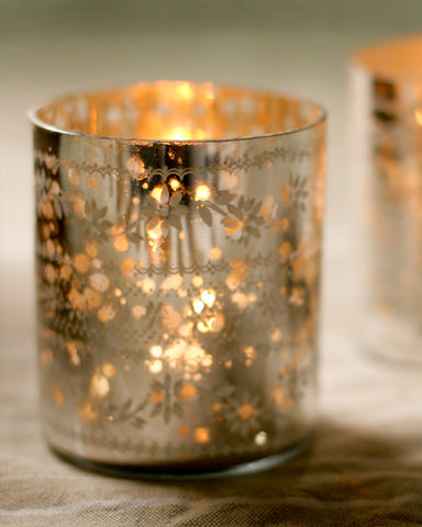 Sparkling Silver Tea Light Holder